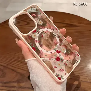 Premium Magnetic Phone Cases for iPhone11/12/13/14/15/16//17/Air/promax/Plus Adorable Floral And Highland Cow Pattern y2k cased MagSafe Ready, Anti-Fall, Springtok and Ultra-Thin Design | Perfect for Everyday Use Protector Screen Protector Resistance