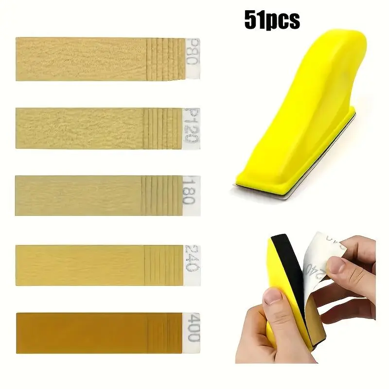 Mini Sander Kit, 51pcs/set Mini Sander & Sandpaper, Abrasive & Finishing Hardware Products for Small Projects, DIY Crafts, Wood Finishes, Small Space Polishes