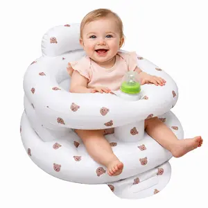 Baby Inflatable Chair with Safety Guardrails, 3–36 Months Inflatable Floor Seat with Built-in Pump, Supportive Sit Me Up Baby Seat for Learning to Sit, Snack Time, Playroom, Travel and Camping