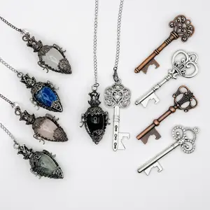 Crystal Hecate's Key Pendulum - *Select Your Stone Metal & Key Charm* - *FREE* Yes-No Dowsing Board - Perfect Gift for Witches - Divination