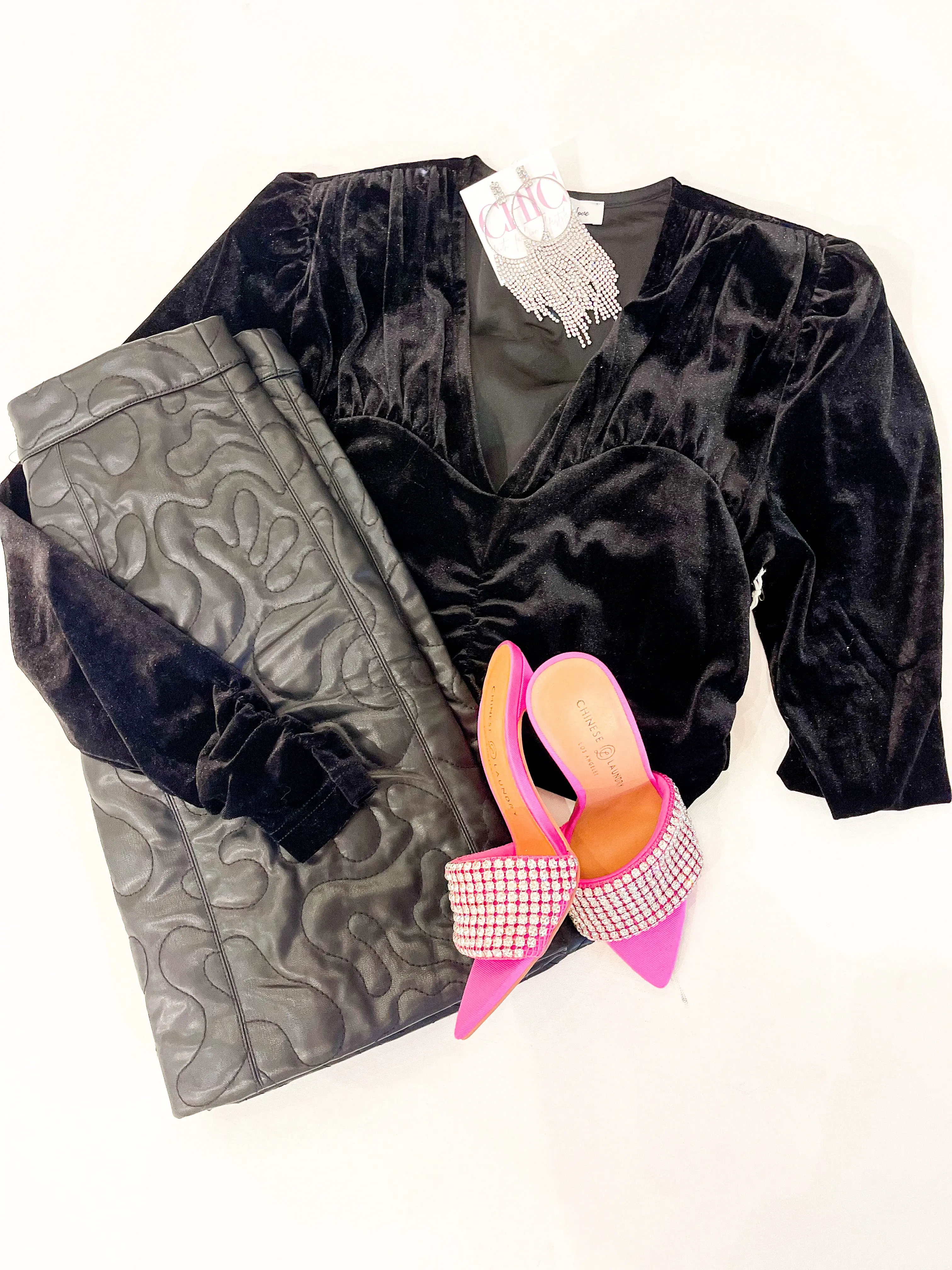 Quilted Pattern Faux Leather Skirt
