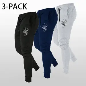 Fashion Spider Print Men Stretch Form-Fit Jogger Pants, 4-Season Breathable Knit Elastic Waist Casual Athletic Activewear Trousers