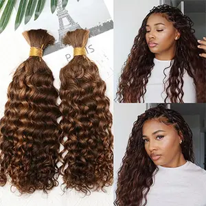 Bulk Human Hair For Braiding Curly Bundles Color 4/30 Boho Braids Knotless Double Drawn 16 18 20 inches