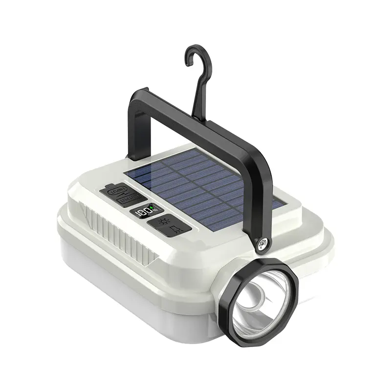 Rechargeable Solar LED Work Light - 1 Ultra Bright Portable Floodlight, Wireless Ground Standing, USB Mobile Power, Camping Accessories, Outage Backup Light, Solar Charging Keeps You Off-Grid