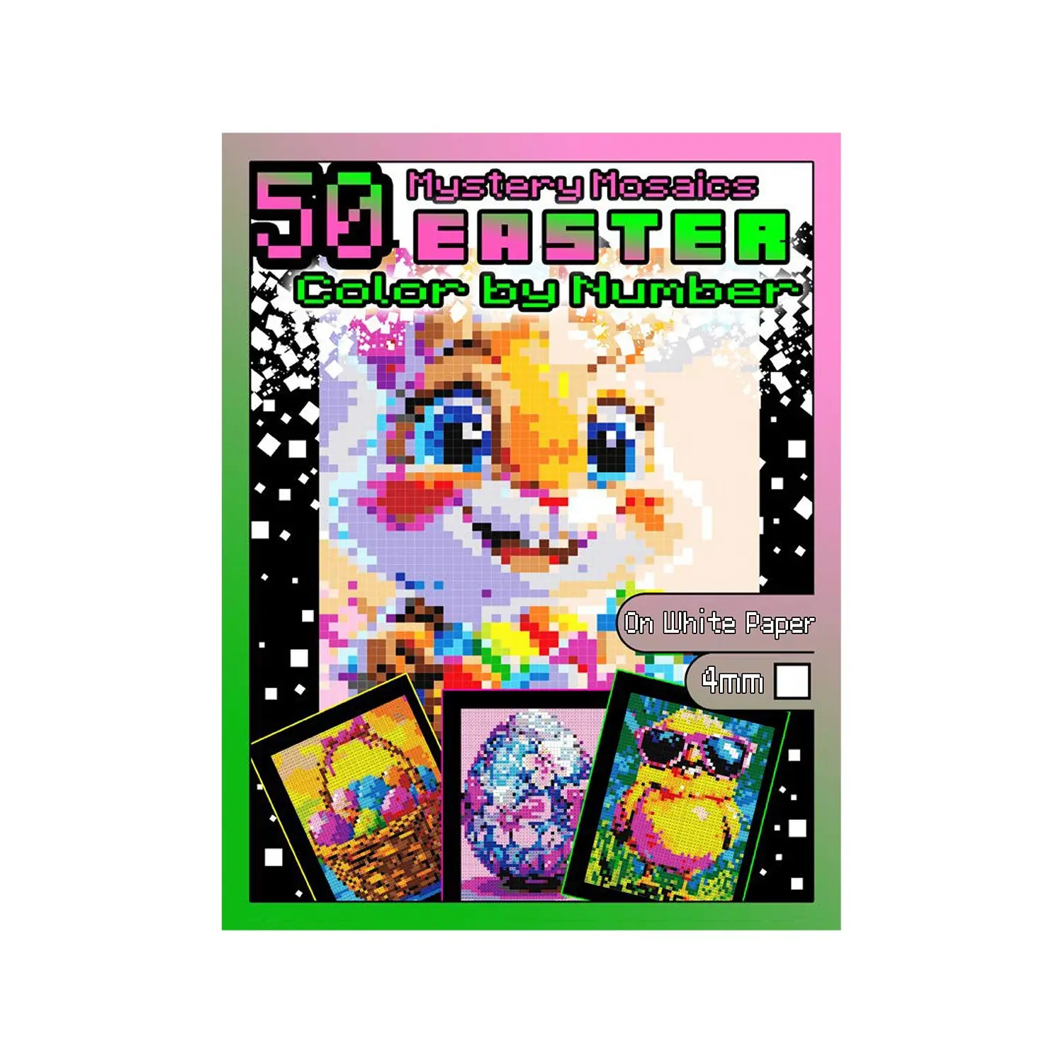 50 Sheets Pixel Coloring Book Easter Bunny Theme Mosaic Drawing Notebook, Japanese & Korean Style Hand Account Diary