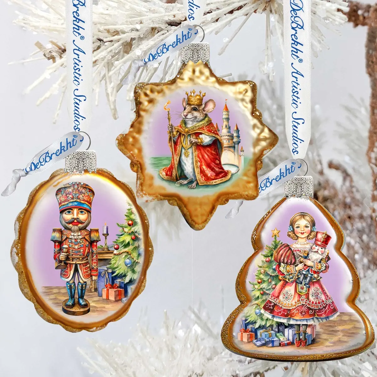 Designocracy 770149S3 Satin Nutcracker Mercury Glass Ornaments - 3x2 in, Set of 3, Christmas Tree Figurines & Miniatures, Unique Pieces, Festive Home Gift Decor