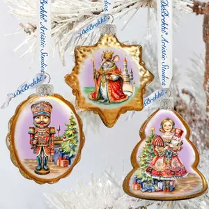 Designocracy 770149S3 3x2 in. Satin Nutcracker Mercury Glass Ornaments - Festive Christmas Tree Decorations, Set of 3, Home Gift Glasses