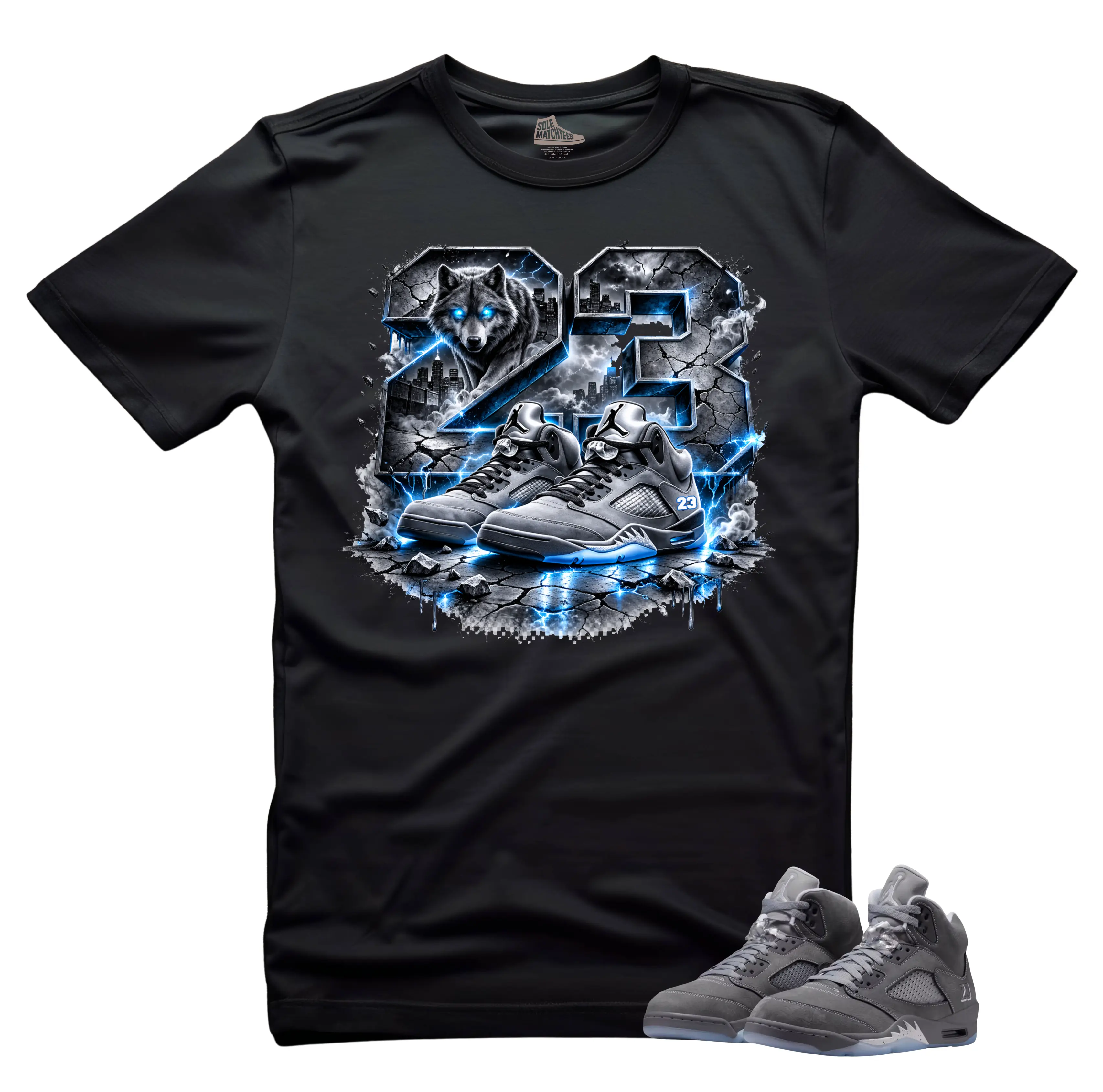 Jordan 5 Wolf Gray Sneaker Matching Tee-THE 23 Unisex Sneaker Match Shirts