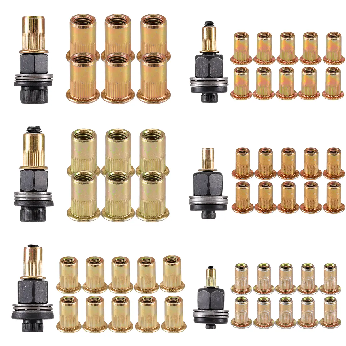 58PCS Manual Rivet Nut GunTool Kit For M3-M10 Threaded Carbon Steel Nutsert Riveting Adapter Set Automotive DIY