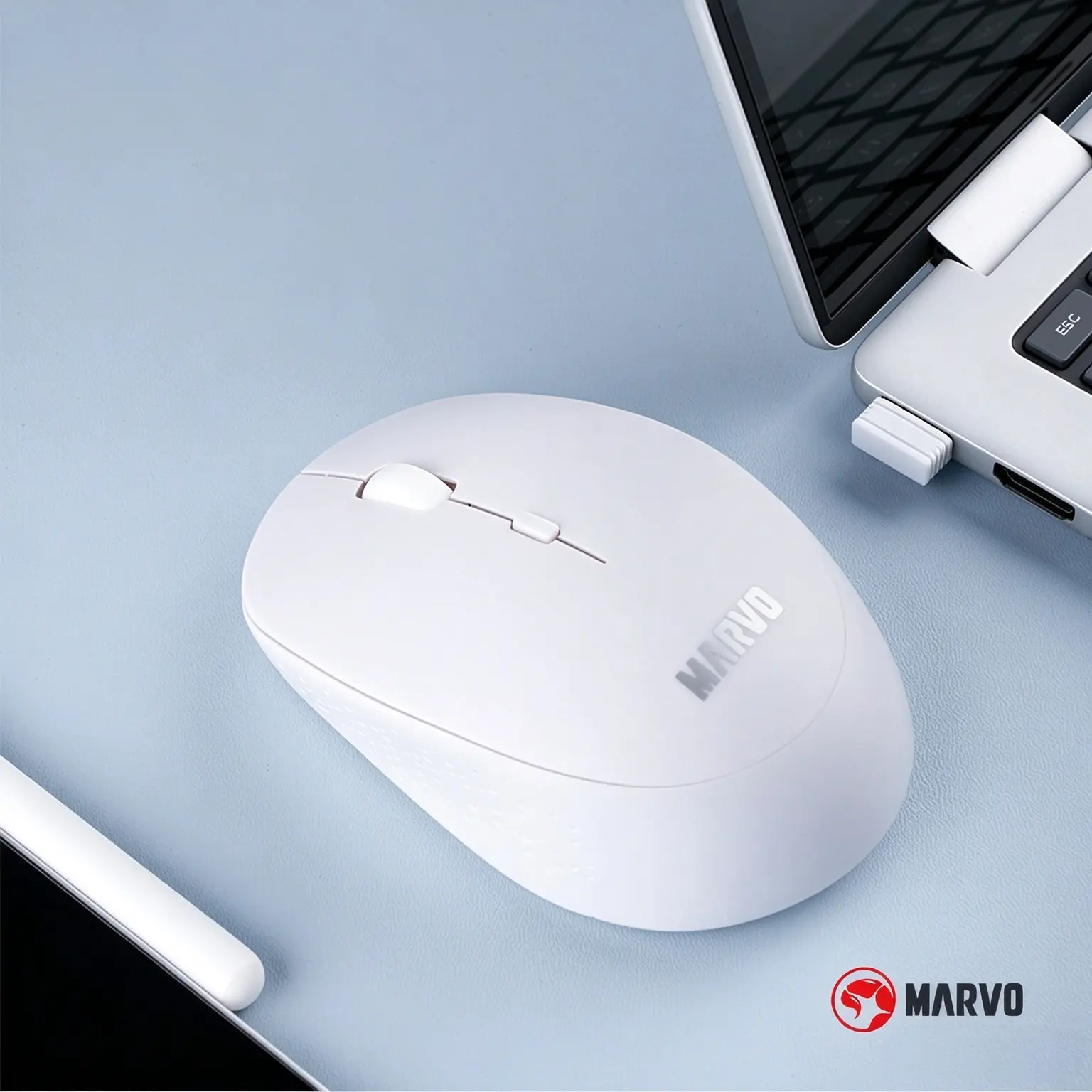 MARVO wireless mouse, 2.4GHz USB wireless transmission, 3-level adjustable DPI (up to 1600), ergonomic design—an essential mouse for office use.