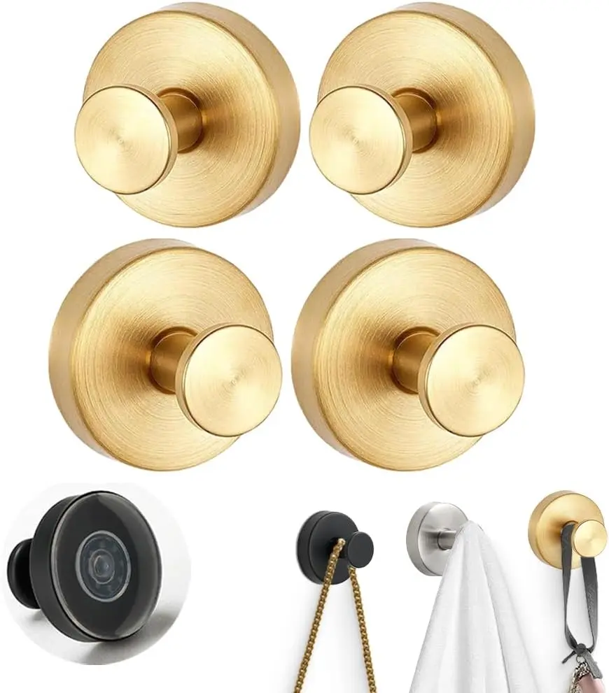 Upgraded No-Drill Hooks, Suction Cup Hooks, Stainless Steel Suction Cup for Shower, Bathroom, Hanging Towels, Mounting on Glass Shower Doors, Tile, Mirrors