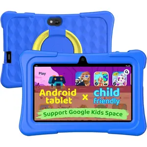 Kids Tablet, 7 inch Android Tablet for Kids, 6GB+32GB 1TB Expand, Quad-Core Toddler Tablets with Shockproof Case, BT5.0, WiFi 5, Parental Control, Games, Dual Camera (Blue)