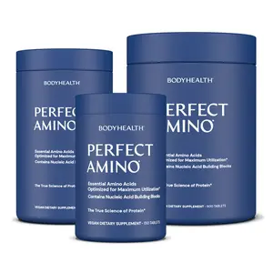 BODYHEALTH Perfect Amino Tablets - Essential Amino Acids for Optimal Health & Muscle Recovery - Vegan Gluten-Free Dairy-Free Soy-Free MSG-Free Artificial Sweetener-Free Supplement Drink Mix Collagen Fitness Supplement - Healthcare Dietary Optimum