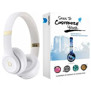 Beats Solo 4 Bluetooth Wireless On-Ear Headphones with MightySkins Protective Skins Bundle - Warm White