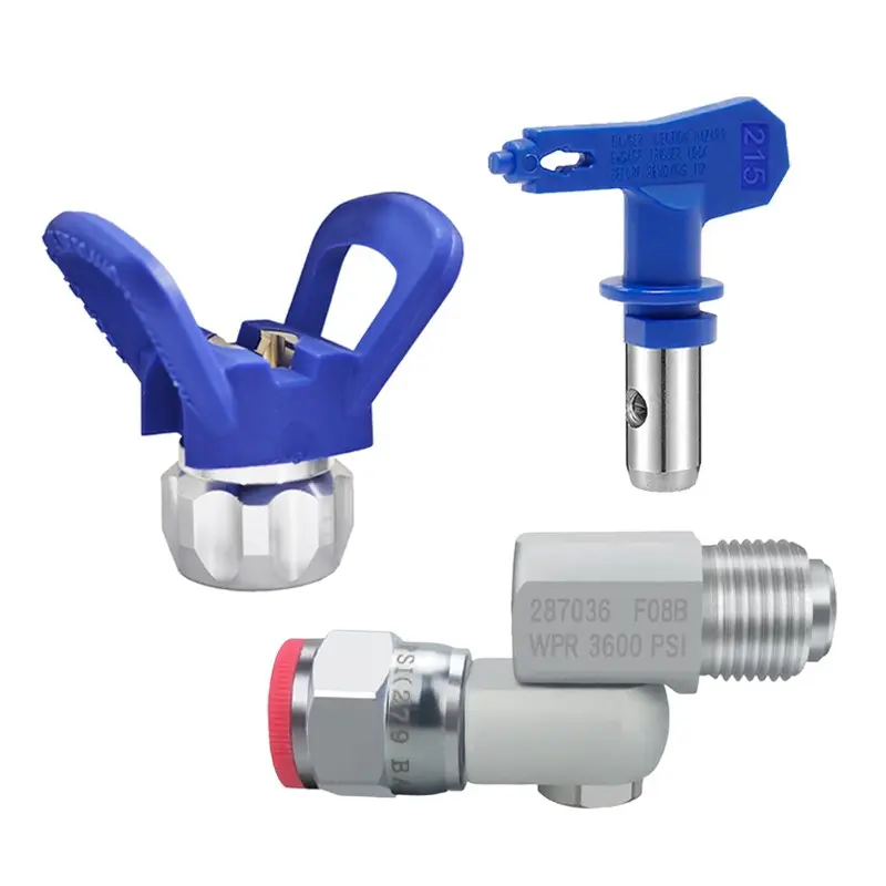 3 pieces of airless spray gun nozzle  set, home decoration airless spray gun tool accessories, (1 blue 215 nozzles with gaskets+1blue bases+1 Rotating universal head) Nozzle Tips