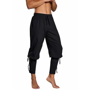 PASLTER Men's Medieval Lace-Up Pirate Trousers Cosplay Costume Viking Trousers Renaissance Casual Trousers Steampunk Medieval Trousers Menswear Pants
