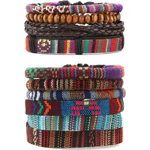 Mix 6 Wrap Bracelets Men Women,  Cords Ethnic Tribal Bracelets Wristbands (Mix 6 Wrap)