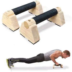 Wooden parallettes bars for home fitness, wooden calisthenics equipment, home handstand training bar with non-slip grip design, ideal for strength training and gymnastics practice, Home Exercise Equipment, Push Up Handles