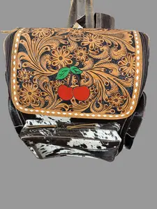 Cherry Tooled Cowhide Backpack