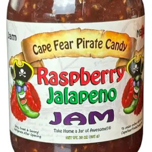 Raspberry Jalapeno Jam - Cape Fear Pirate Candy - Sweet and Savory with a Jalapeno Kick, Jelly, Chutney, Preserves