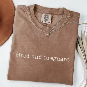 Comfort Colors Tired and Pregnant T-Shirt, Funny Pregnancy Shirt, Baby Announcement, Gift for Expecting Mom, Top Maternity Outfit, New Mom Trendy Gift