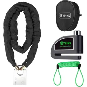 EYPINS Motorcycle Chain Locks with Alarm Disc Brake Lock, Bike Chain Lock 1M/3.28FT,Security Chain Lock Bicycle Lock Alarm Disc Lock for Motorcycles, Bikes,and More Green