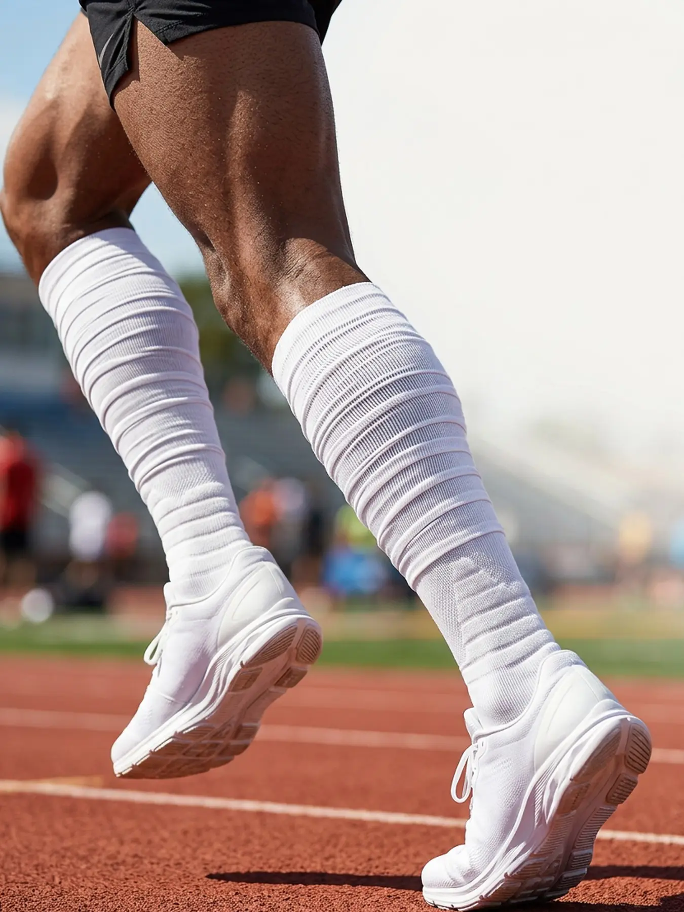 Men's Long Thick Compression Knee Socks, Suitable for Basketball & Rugby, Outdoor Sports Activities, Casual Style, Plain Pattern