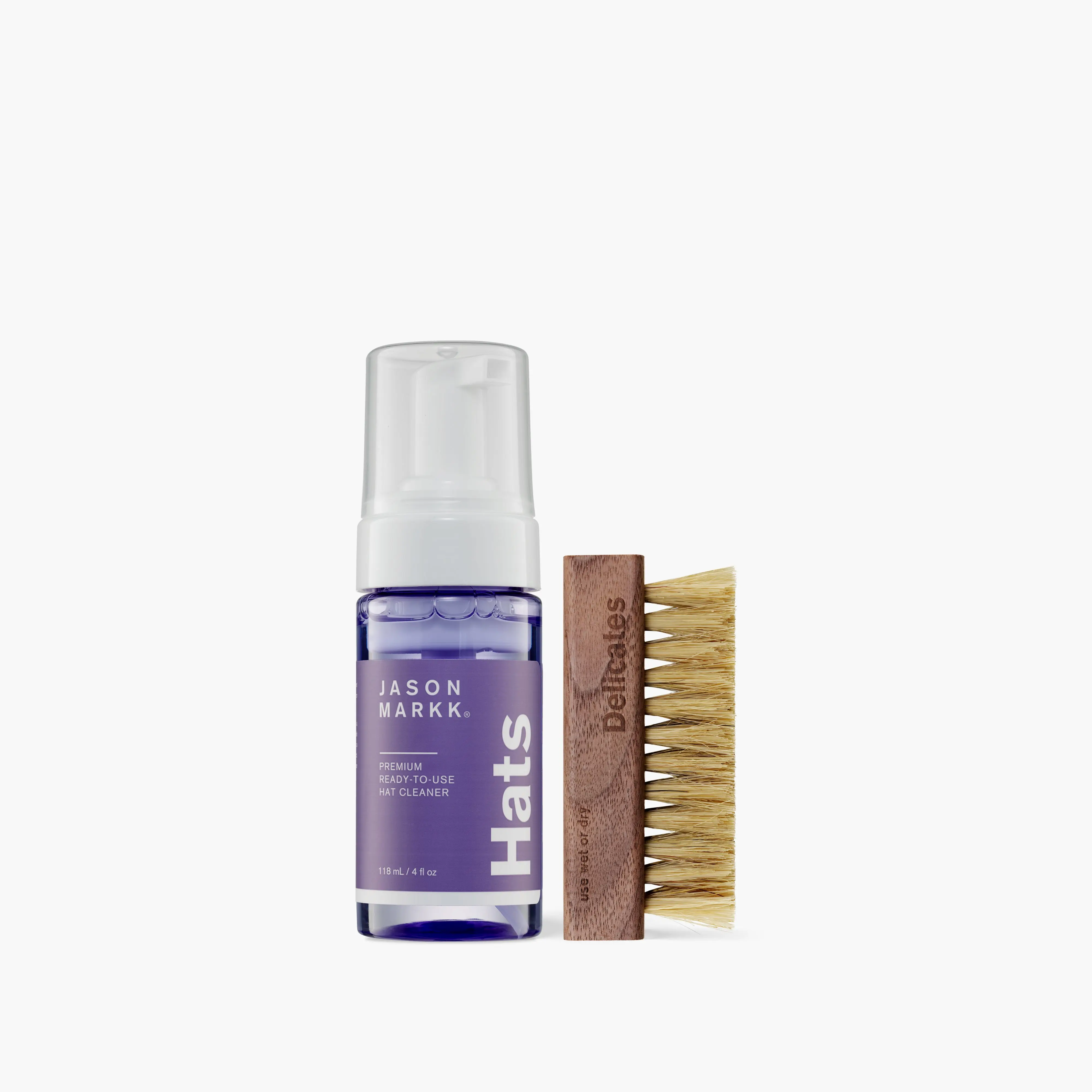 Jason Markk Hat Care Kit - Ready-To-Use Foaming Cleaner & Soft Bristle Brush, Fragrance-Free Solution for Cotton, Wool & Polyester Caps, Fabric Cleaner, Easy Care
