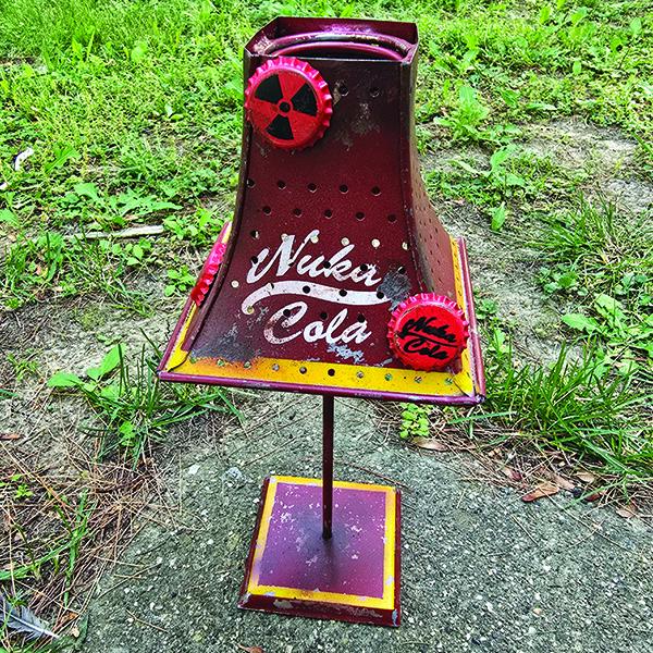 Hand-Painted Nuka-Cola Tea Light Lamp - One-of-a-Kind Metal Wasteland Lantern - Distressed Fallout Inspired Mood Lighting
