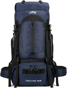 75L Hiking Backpack, Water Resistant Lightweight Outdoor Sport Daypack Travel Bag for Camping Climbing Touring (Dark Blue)