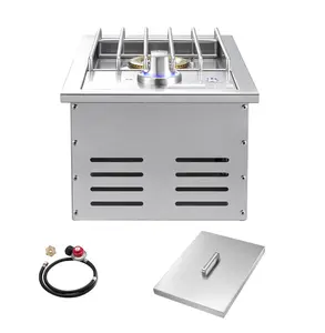 Grilling Side Burner, 17000 BTU Propane Side Burner, Stainless Steel Single Burner for Outdoor Kitchen, Convertible to Natural Gas, Built-in BBQ Island Burner with LED With Light 1 Stove