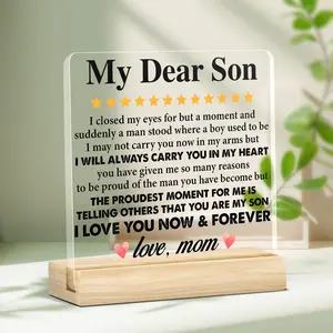 Acrylic Sign with Wooden Base, Acrylic Plaque Sign, Meaningful Gift from Mom, Mothers Day Sign, Keepsake for Birthday, Graduation, Desk Decor, Room Decor, Party Gift