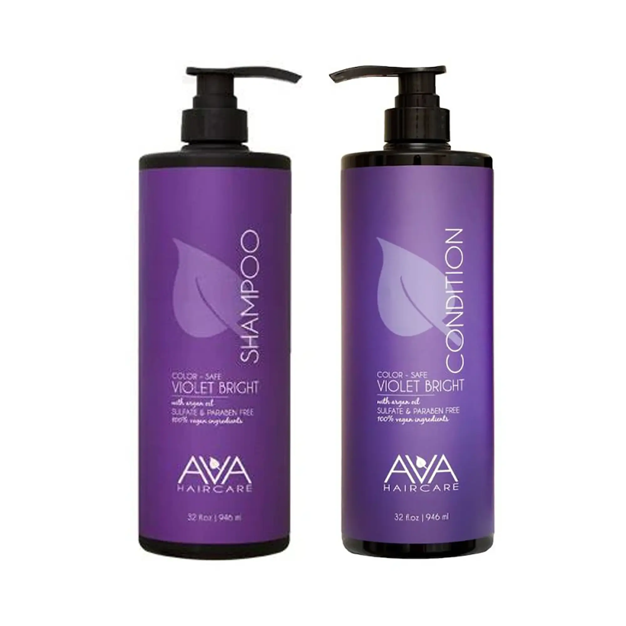 Ava Haircare Violet Bright Shampoo & Conditioner Liter Bundle - Intense Purple Pigments for Vibrant Results- Infused With Argan Oil & Shea Butter - Nourishing Ingredients for Stronger, Shinier Hair