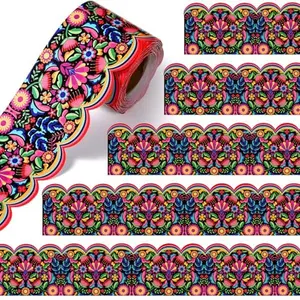 32.8ft Mexican Bulletin Board Borders Waterproof Film for Classroom Decor Teacher Hacks Tips Authentic Motifs Fiesta Parties Scrapbook Materials