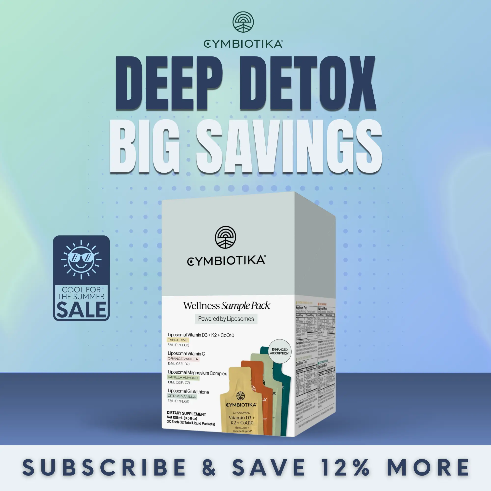 Cymbiotika Bestsellers Bundle | 12 Packets (3 Each) | Detox & Skin, Sleep & Stress, Immune & Collagen, Bones & Heart | Liposomal Glutathione, Magnesium Complex, Vitamin C & D3+K2+CoQ10 | Clinically Proven 2x–3x Better Absorbed | Third-Party Tested