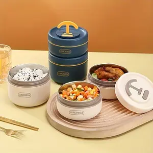 Three-Layer Insulated Lunch Container, Thermally Efficient Design, Durable Material for Meal Storage, Perfect for School & Office Use, Insulated Lunch Box