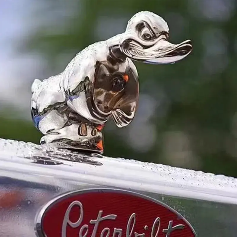Playful Cartoon Duck Resin Figurine - 15x7x10 cm Decorative Automotive & Motorcycle Ornament, Hand-Painted, Pre-Adhered Stick-On 3M Adhesive, Peel-Press 30s No-Drill Easy-Remove, Hood/Dashboard Ready, Gift for Car Lovers, As Shown