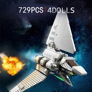 729pcs Star Destroyer Building Blocks Set, Mini Imperial Shuttle Millennium Falcon Model, Christmas New Year Gift for Ages 12+, Creative Building Blocks