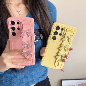 Luxury Wristband Wave Silicone Phone Case Casing For Samsung Galaxy S10 S20 S21 FE Plus Note 10 Plus Note 20 Ultra 5G Cute Bow Bracelet Protective Shockproof Cover