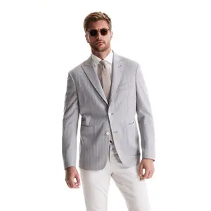 Soft Peak Lapel Blazer in Pinstripe Jersey