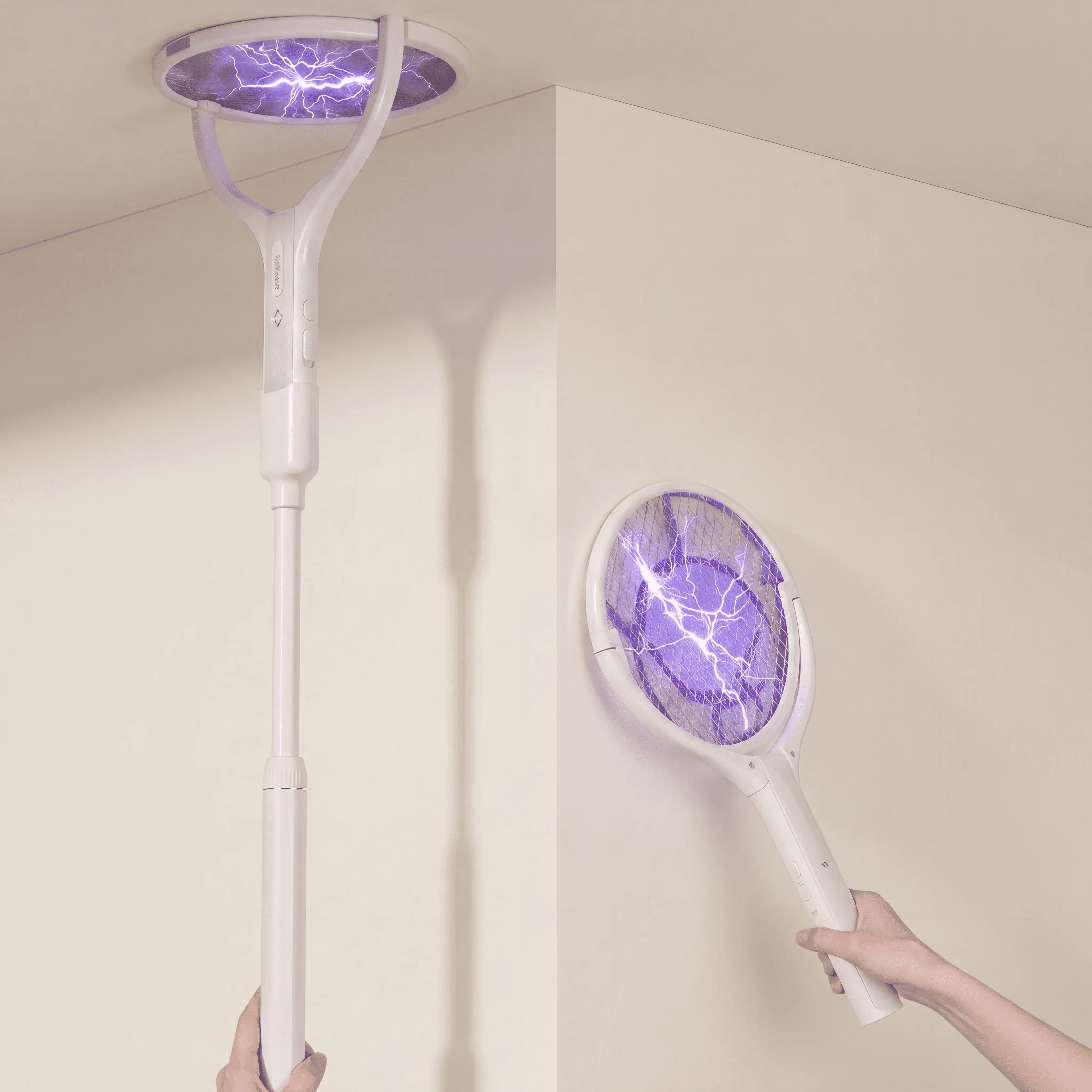 Mosquito Swatter, Extendable Fly Killer Racket with Mode, 1200mAh Rechargeable Mosquito Bug Zapper for Bedroom, Kitchen, Patio, Outdoor, Garden Wireless Portable Zapper