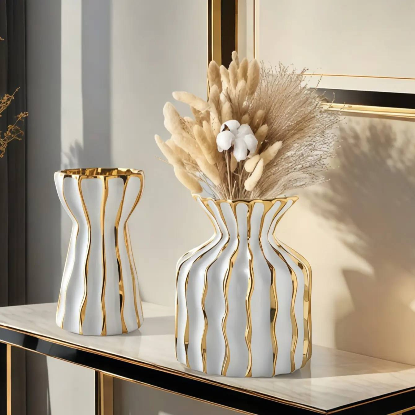 1PC ceramic minimalist style concave convex curved Modern vase, Home Decor Vase, suitable for office desktop, living room, TV cabinet decoration
