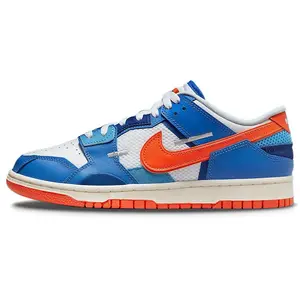 Nike Dunk Low Knicks Colorway Men's Skateboarding Sneakers in Blue, White, and Orange