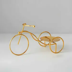 Modern Iron Art Bicycle Statue Home Decor, Creative Small Perfume Bottle Storage Rack for Living Room Office Bookshelf Cabinet Display