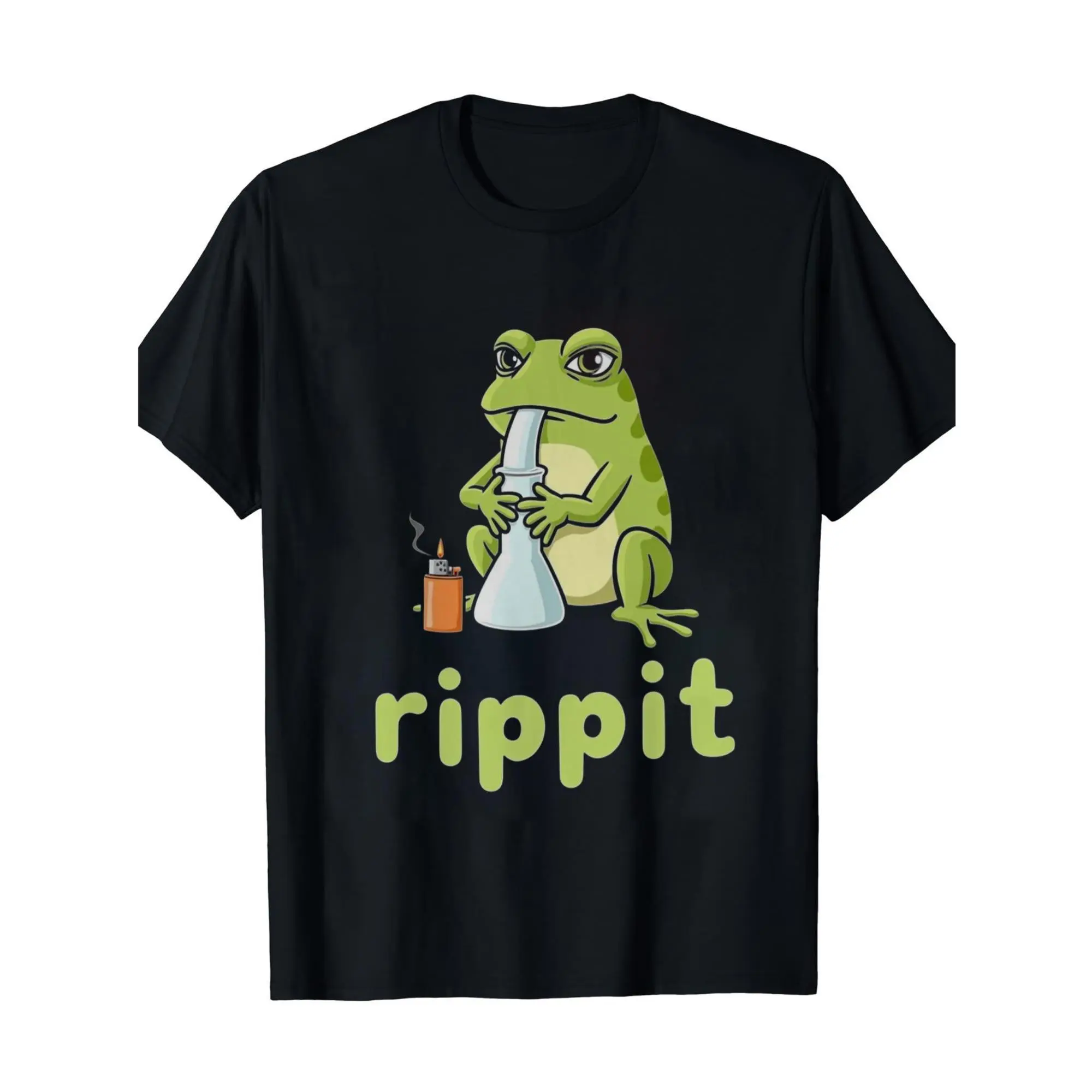 Men's 100% Pure Cotton Stoner Frog Graphic Print Short-Sleeve Round Neck Soft-Fit Menswear T-Shirt - Basic Sporty Chic All-Seasons Streetwear for Casual, Sport Use