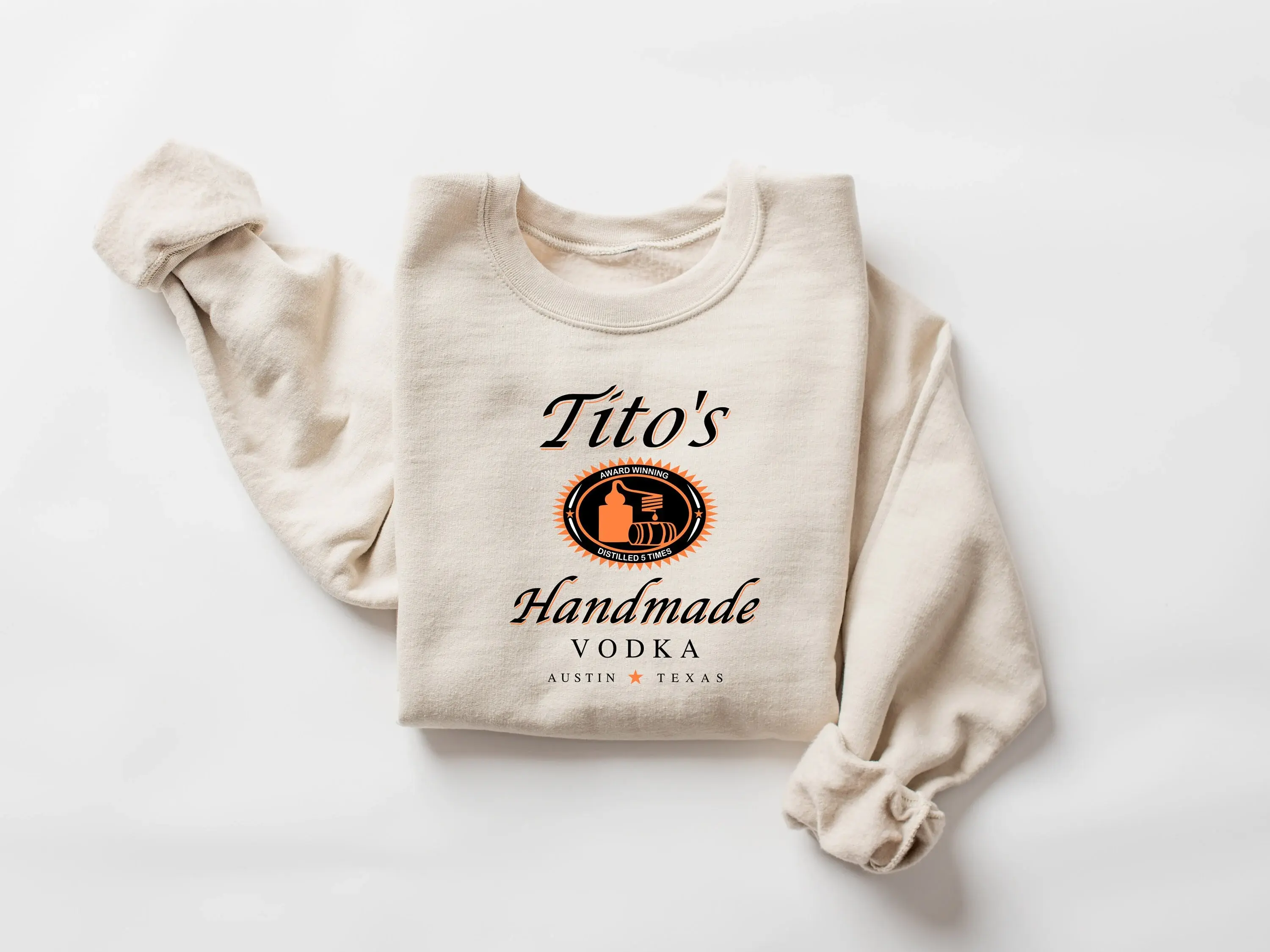 Tito Crewneck Sweatshirt, TITO'S Handmade Vodka Sweatshirt, Austin Texas Label Sweater, Vodka Alcohol Sweatshirt