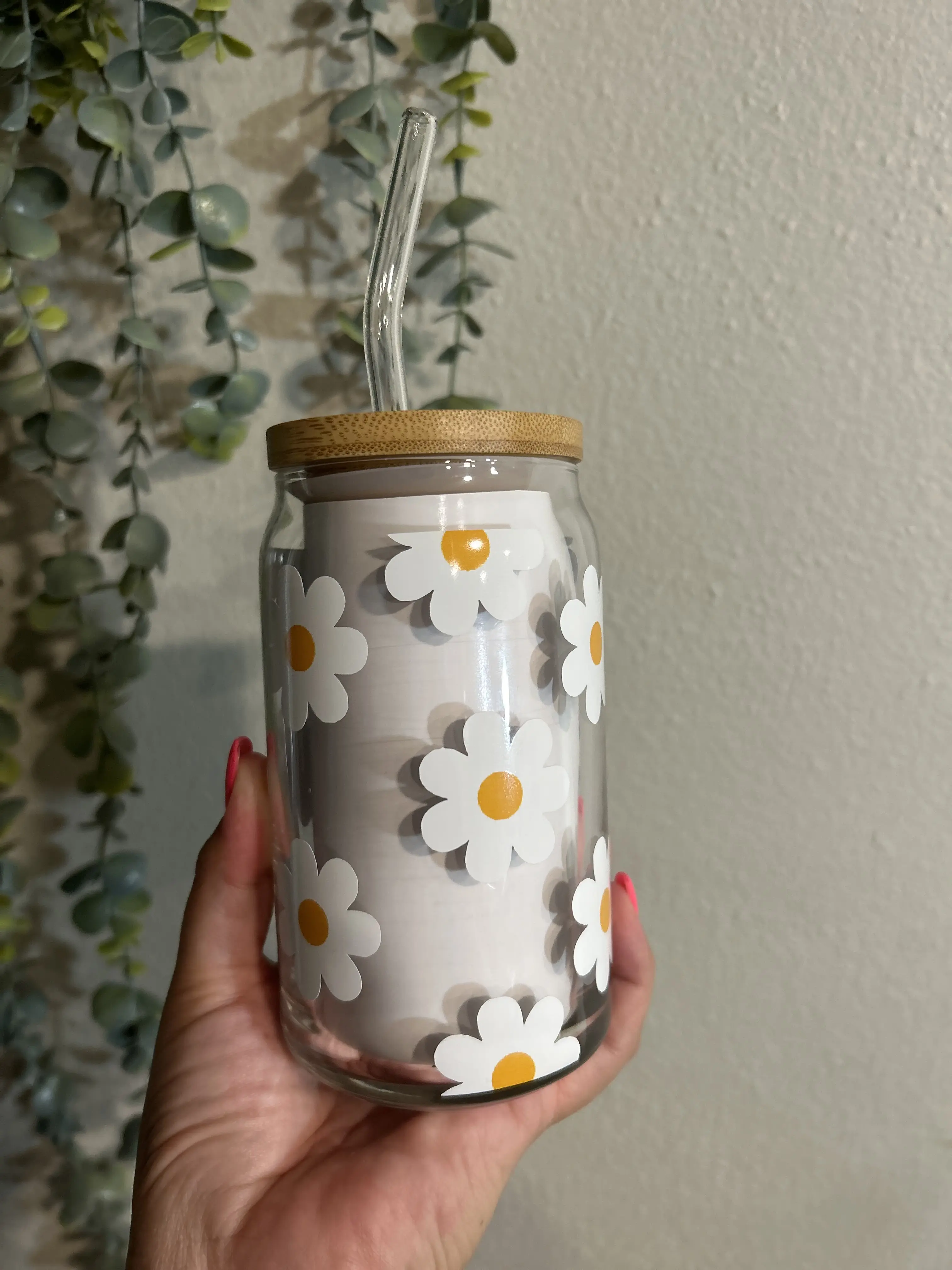 White Daisy Libby Glass