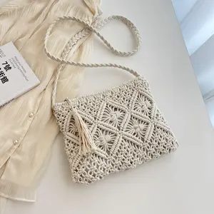 Floral Crochet Drawstring Purse Crossbody Bag, Handmade Macrame Bag, Fashion Bag, Gift for Her, Women's Macrame Bag, Macrame Crossbody Bags