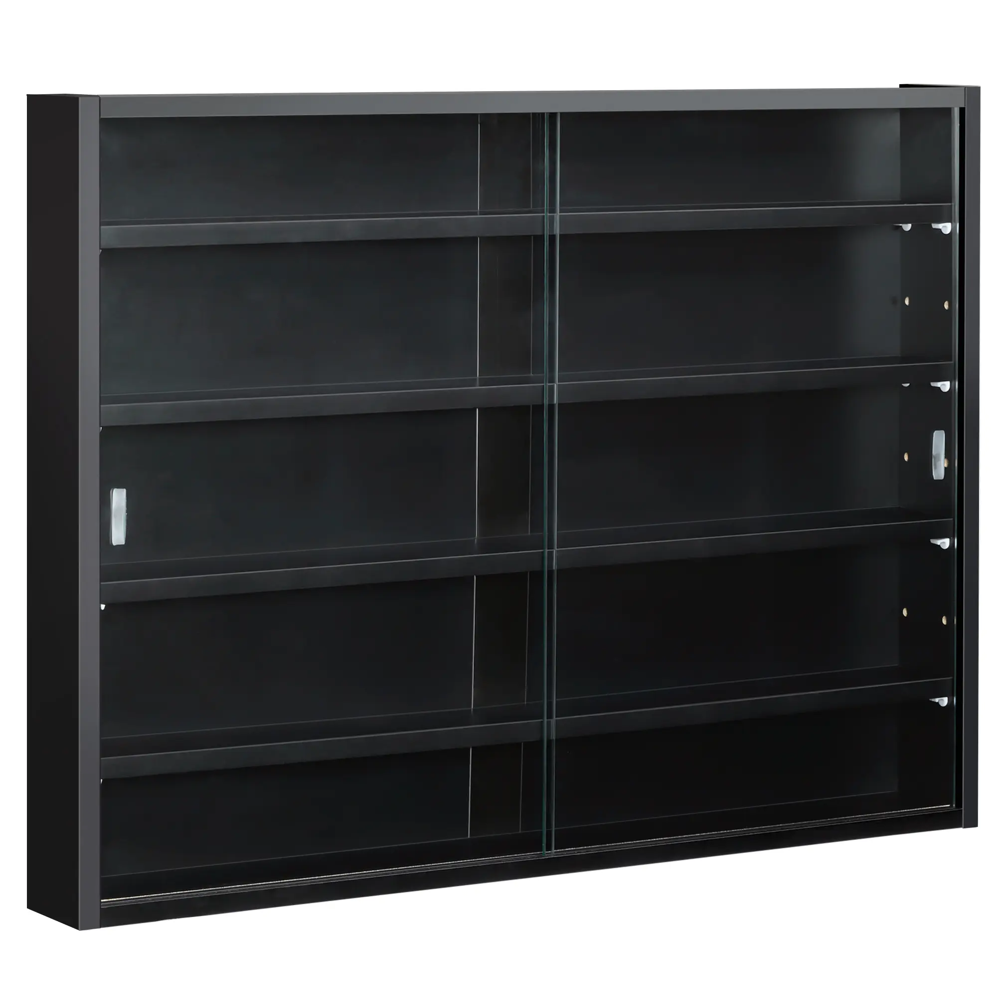 HOMCOM 5-Tier Display Cabinet, Glass Display Case with 2 Doors and Adjustable Shelves, Wall-Mounted