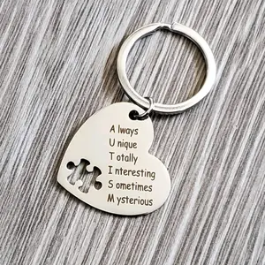 Autism keychain. Heart Puzzle Awareness Support